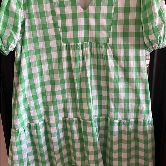 English Factory Green Gingham Puff Sleeve Dress 2X - Picture 4 of 4